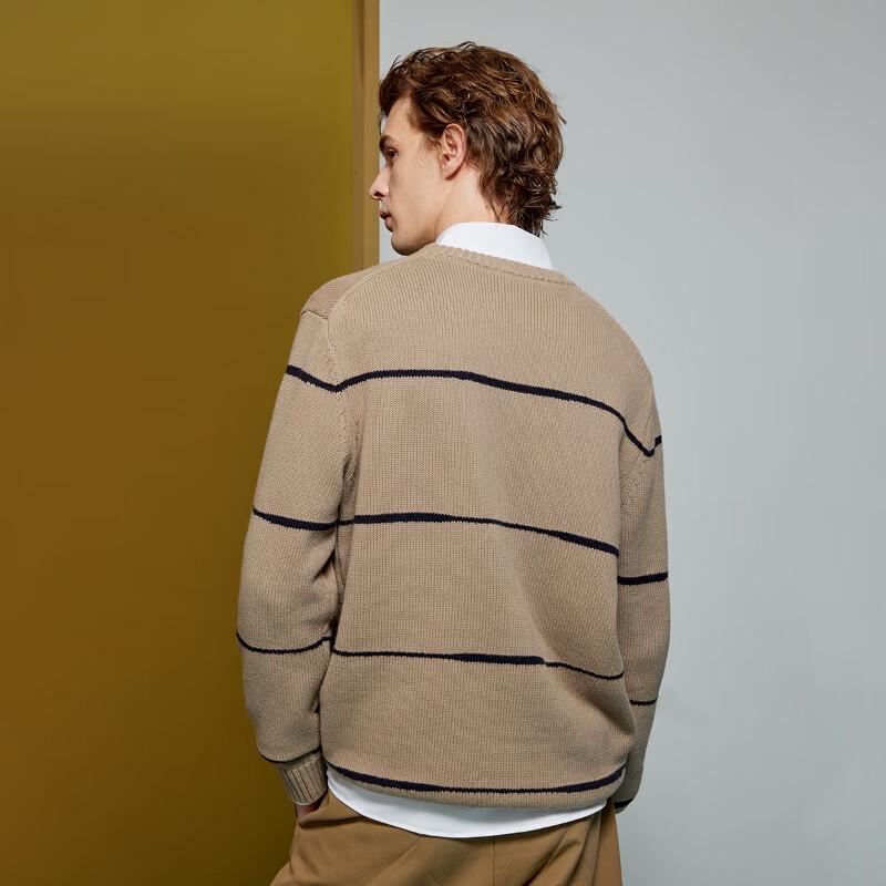 JACK&JONES Men's Striped Color-Block Knit Sweater