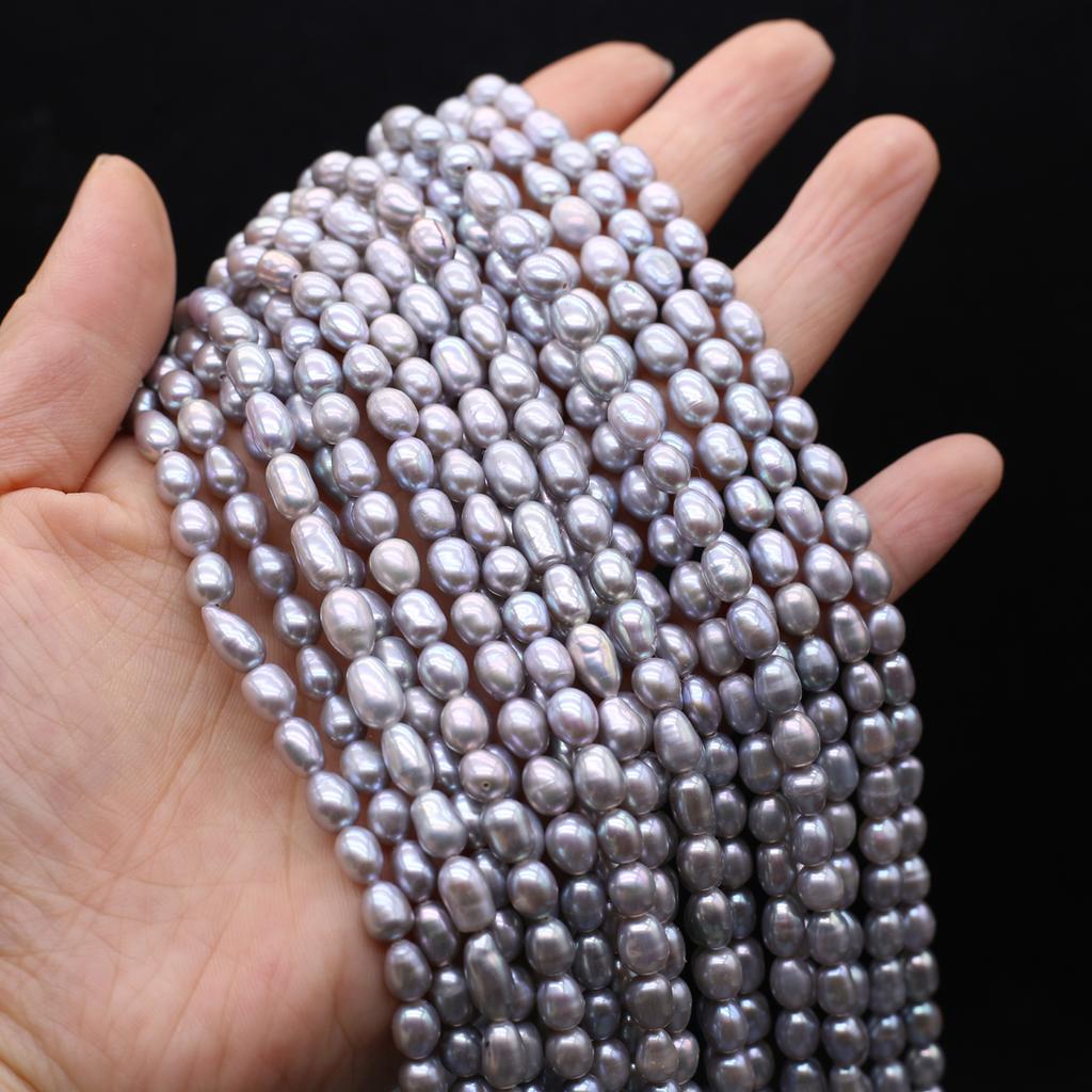 1String Elegant Luxury Rice Shape Grey Artificial Pearl Beads for Jewelry Making Christmas Valentine's Day Gift, DIY Romantic Love Wedding Party Craft