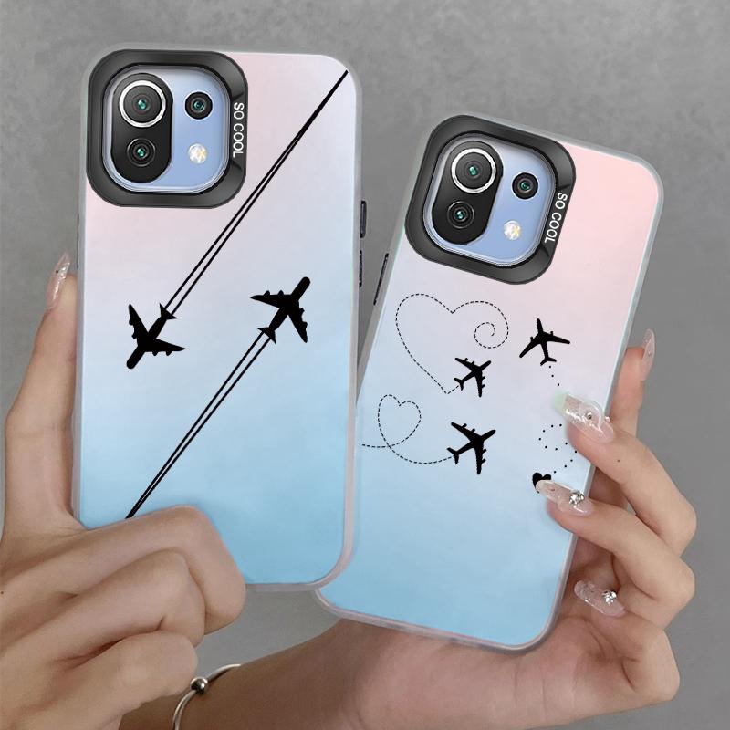 For Xiaomi Mi 11 Lite 5G NE 13T Pro 14T Phone Case Soft Bumper Hard Back Cover for Travel-Inspired Airplane Route Design Fundas