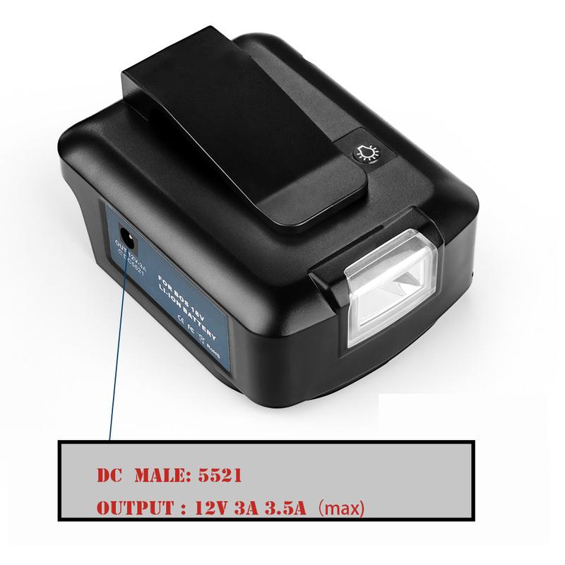 Adaptor For Bosch 18V 14.4V BAT609 BAT604 Battery to PD 22.5W USB C QC3.0 fast charger and DC 12V 3A Tool Parts Accessories