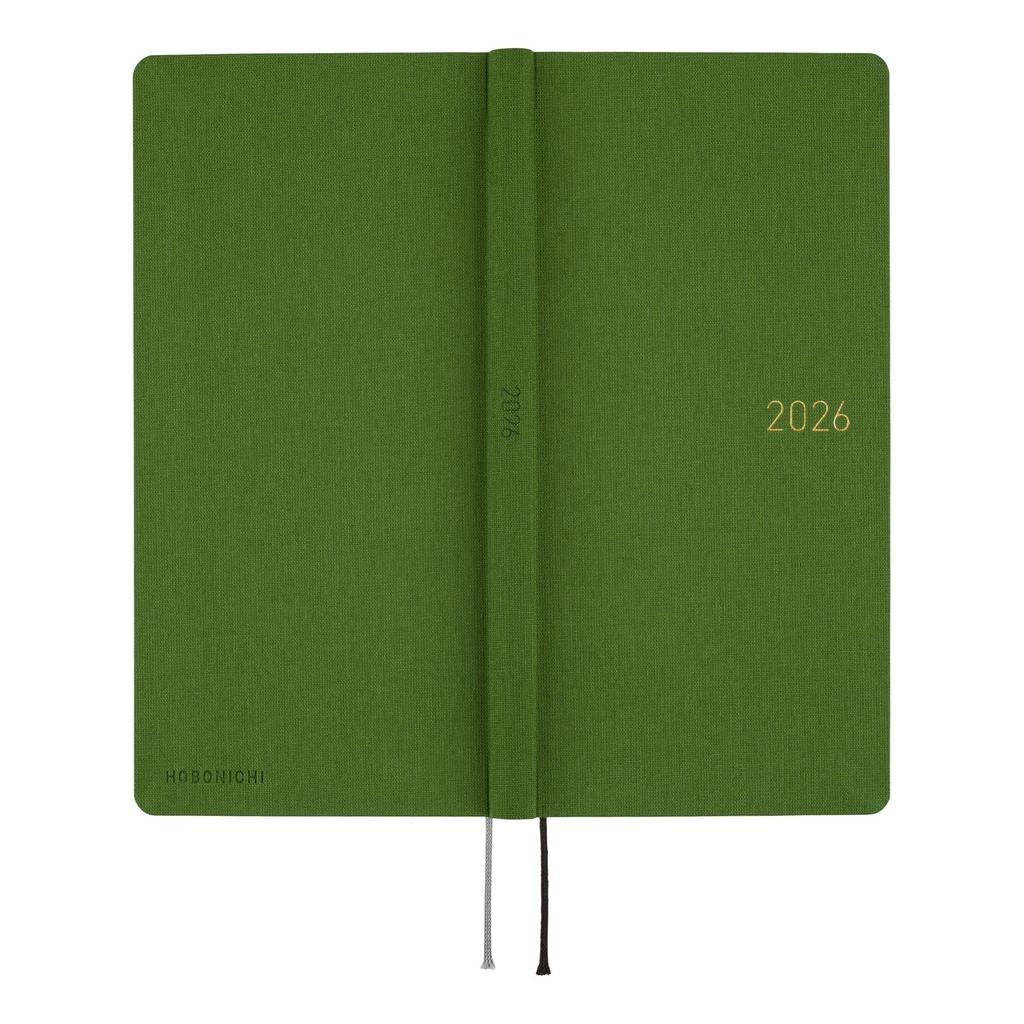 Hobonichi Techo 2026 Weeks Green January Start Weekly Planner Left Slim Vertical Colors/Antique