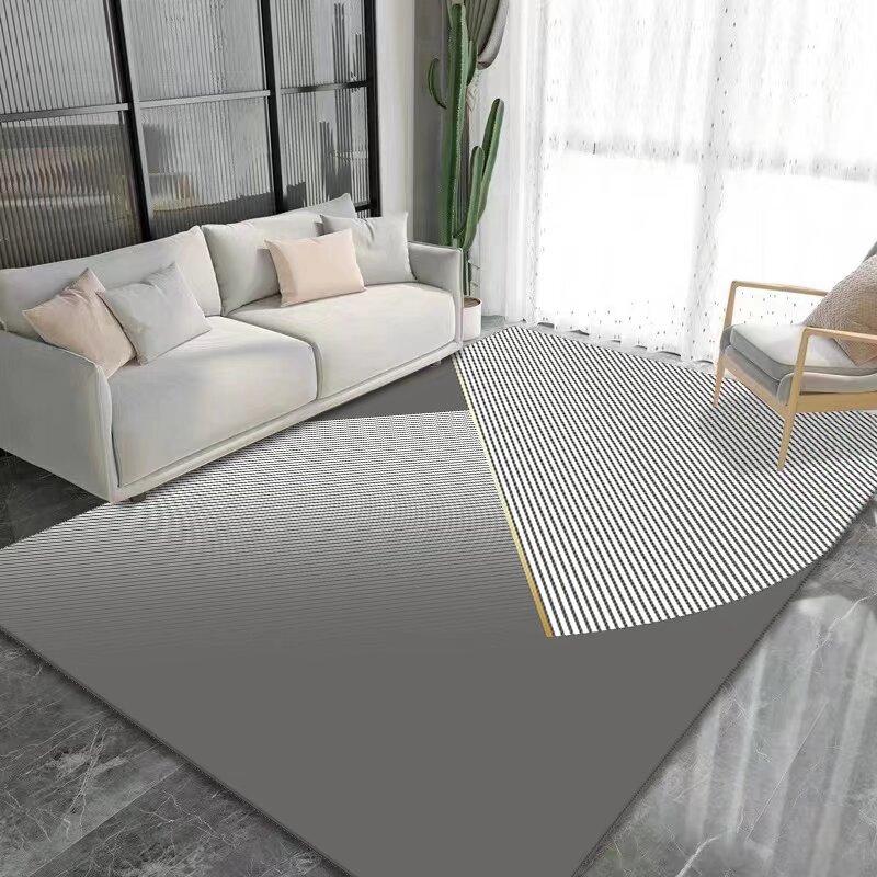 Nordic Light Gray Large Living Room Carpet Light Luxury Decorative Rug for Bedroom Geometric Carpets Non-slip Sofa Side Foot Mat