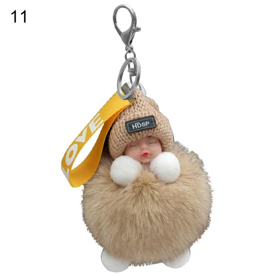 Lady Lovely Girl Bag Pendant Plush Doll Car Key Chain Pendant Mini Sleeping Toy Doll