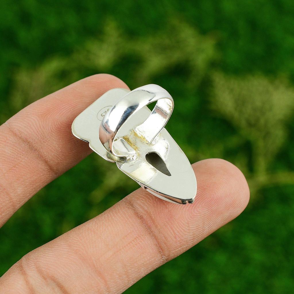 Birthday Gift For Her Natural Howlite Promise Flower Ring Size 6 925 Silver