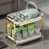 Multifunctional Living Room Drainage Cup Holder Desktop Dustproof Storage and Storage Rack Double Layer Air Cup Holder with Water Tray Tea Cup Holder