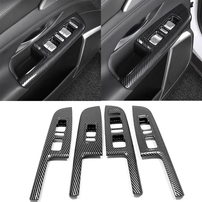 For XPENG G9 Carbon Fiber Car Door Window Lift Panel Frame Trim Cover Auto Interior Decoration Stickers 2024 2025