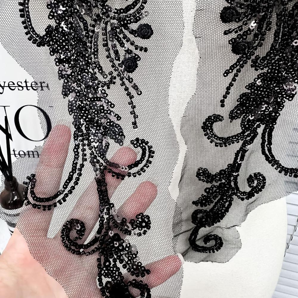 1Pair Beaded Sequined Dress Accessories Wedding Dress Clothing Chest Flower Handmade Flower Patch