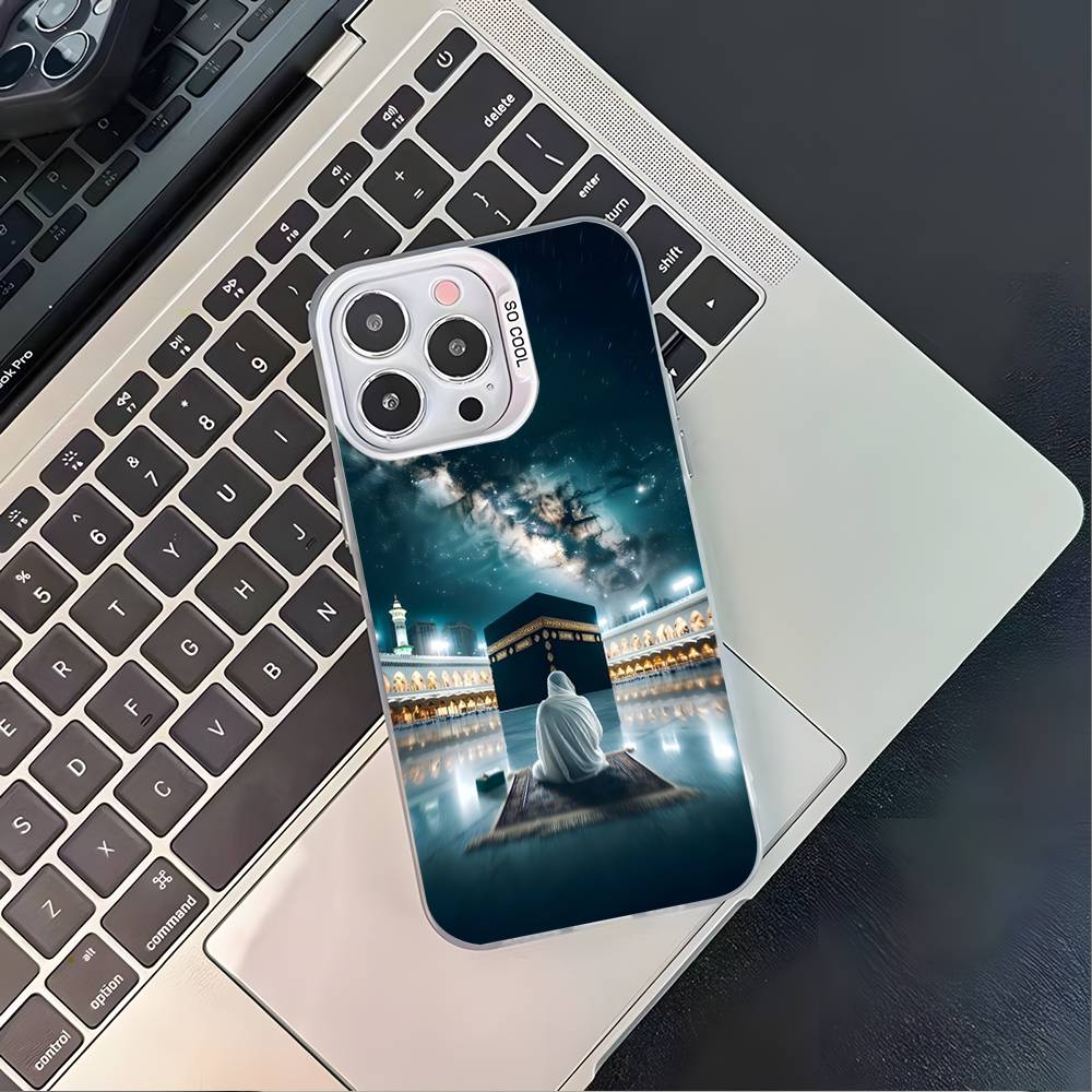 Moslem and kaaba Phone Case For iPhone 17,16,15,14,13,12,11,Pro,XS,Max,Plus,Mini,SE4,E White Matte Shockproof Cover