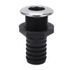 1 1 2in Through Hull Drain Straight Black with Stainless Steel Cover Flapper for Boats Yachts Ships