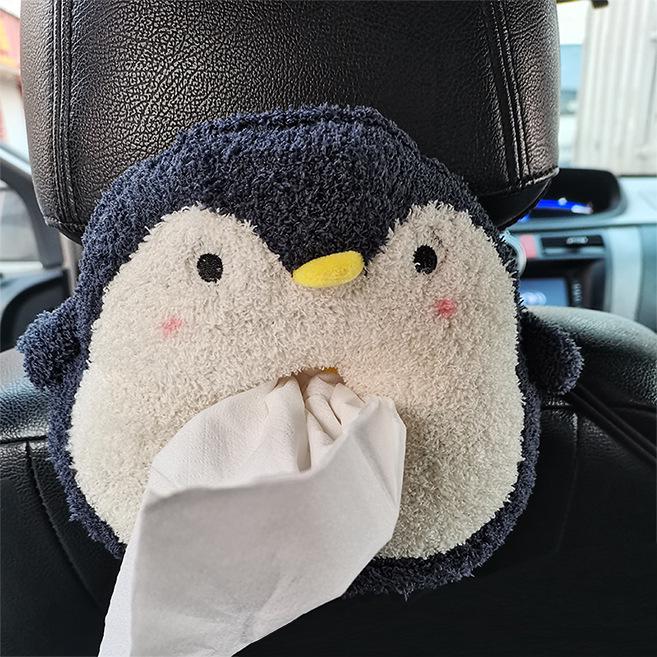 Мультяшный плюшевый автомобильный держатель для салфеток на подлокотник: Милый подвесной диспенсер для бумаги и украшение интерьера