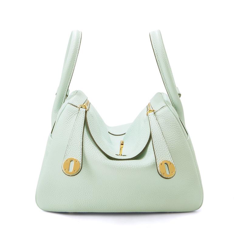 Women Lindy Style Handbag, Retro Rotating Lock Crossbody Shoulder Bag, Multi Pocket Portable Top Handle Purse, Casual Daily Work Travel Leather Bag