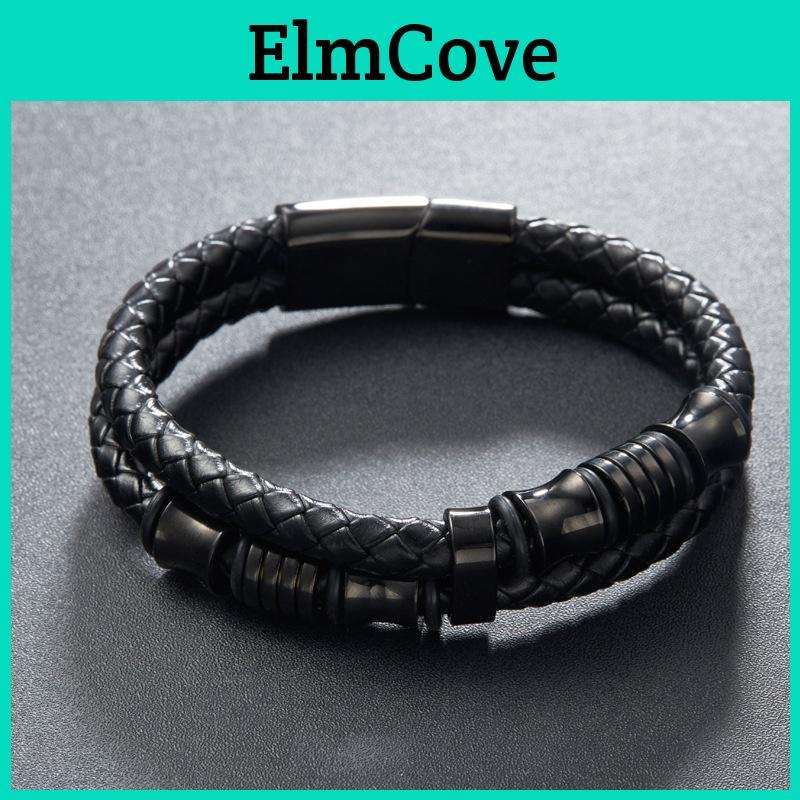 Pieces A New Mens Of Leather Bracelet Stainless Steel Black Accessories Bracelet Bracelet Jewelry