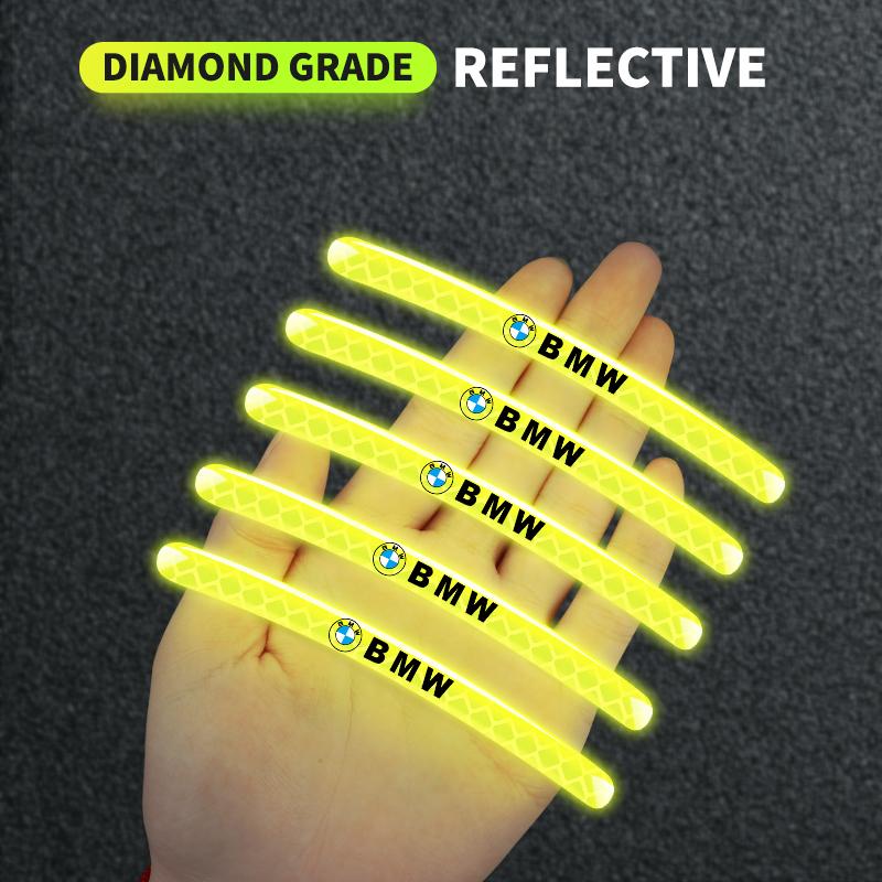 XSHTP1 Car Wheel Hub Sticker Reflective Night Driving Safety Luminous Sticker For BMW Performance F25 F26 F15 F16 E90 E91 E92 E60 E84