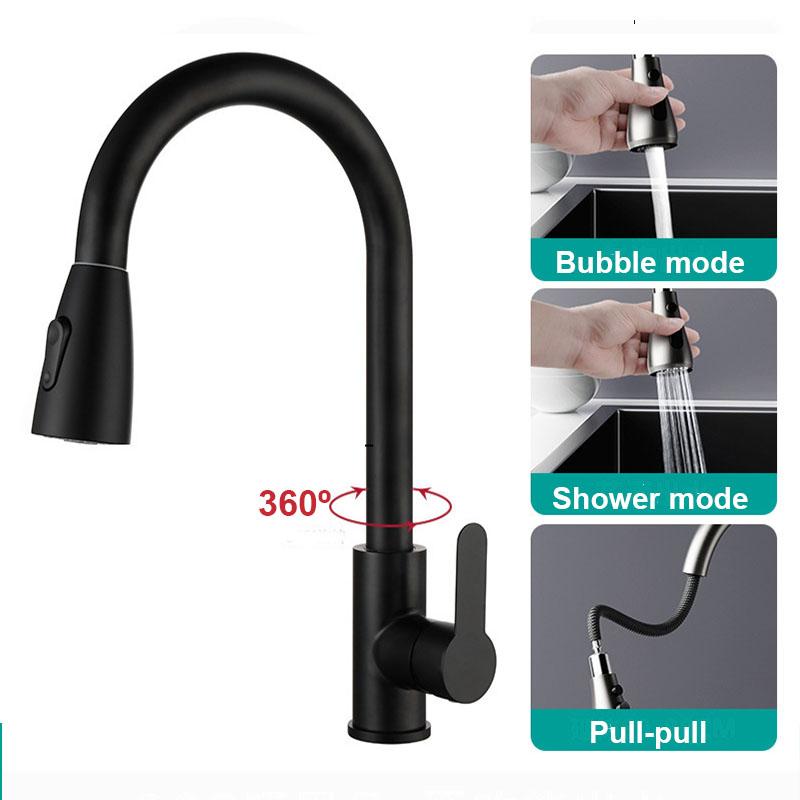 Матовый выдвижной кухонный смеситель Гибкий 2 режима Струя и Распылитель Насадка Смесители Нержавеющая сталь Смеситель горячей и холодной воды