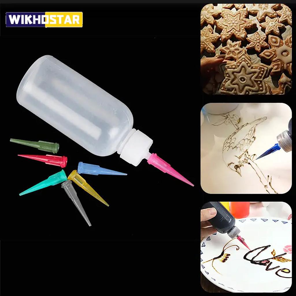 Бутылки для рисования кремом, джемом и 7 насадками, декор для торта, выпечка, кондитерские изделия, 50 мл, инструменты для рисования кондитерских изделий, кухонные аксессуары