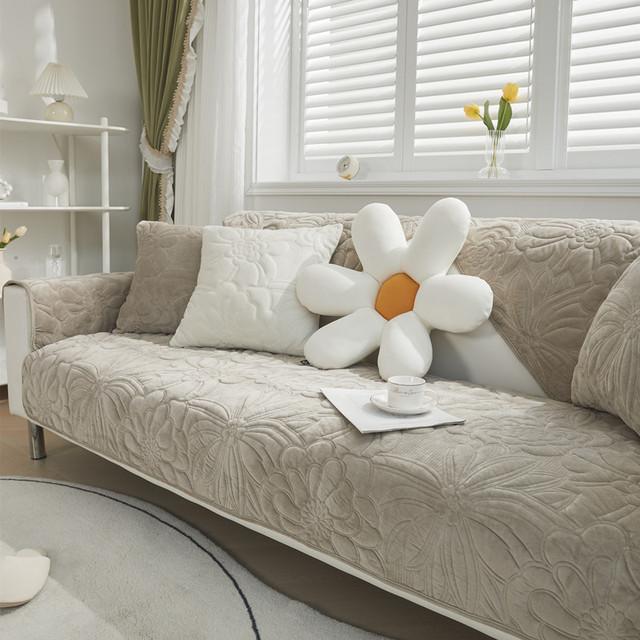 Утолщенный плюшевый чехол для дивана с цветочным узором, нескользящий коврик для домашних животных, детей, собак, диван, полотенце, коврик для гостиной, чехлы на подлокотники на спинку