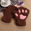 14Colors Women Winter Lovely Fluffy Fingerless Plush Bear Cat Paw  Gloves