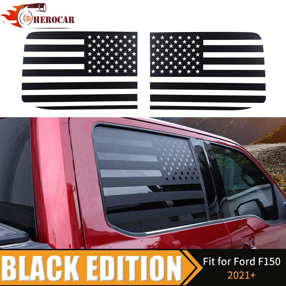 Наклейки-декоры на заднее боковое окно с флагом США для Ford F150 2015-2020 2 шт.