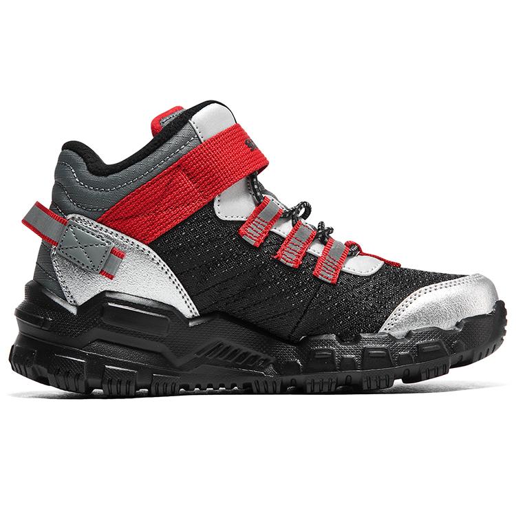Skechers Туристические Ботинки для Активного Отдыха Модные Пэчворк Липучка Шнурок Средняя Высота Повседневная Обувь Детские ботинки Черный Красный 405230L-BKMT