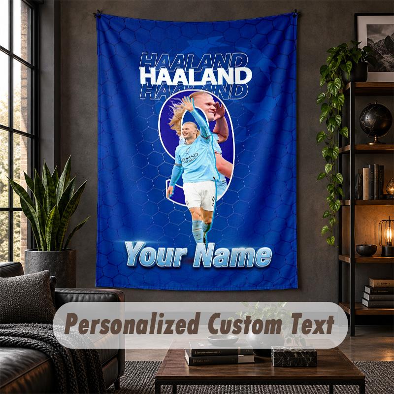 Personalized Wall Tapestry,Erling Haaland Custom Text, Soft Fabric Wall Art For Indoor Decoration