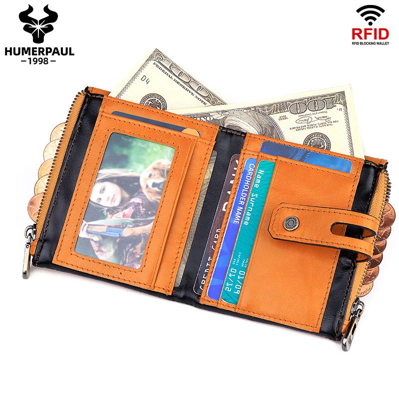 Humerpaul Genuine Leather Wallet Men Coin Purse Hasp Black Color With Chain Male Wallet Portomonee PORTFOLIO Money Bag Small