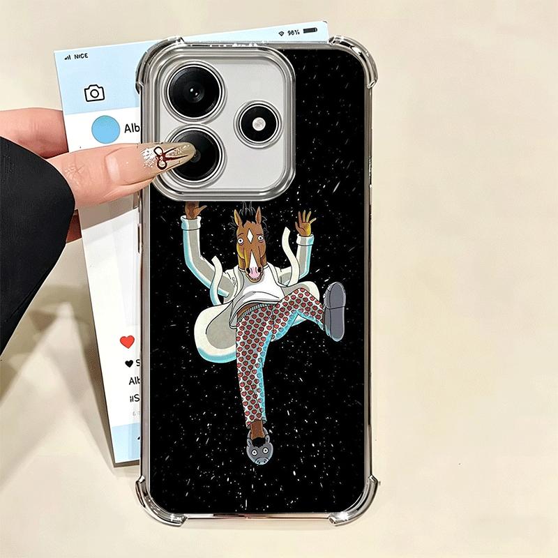 B-BoJack H-Horseman Смешной Покрытие Чехол для Телефона Для Xiaomi Redmi Note 14 15 Pro Plus 13 12 11 11S 11T 10 9S 9 5G Защита от Падения Airbag