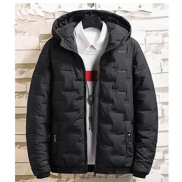 Мужская зимняя пуховая куртка, толстая и теплая уличная тонкая куртка, повседневная мужская короткая хлопковая куртка с капюшоном, пальто