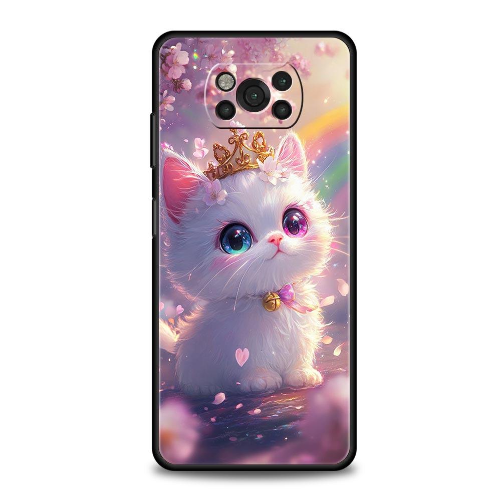 Чехол-накладка с ярким дизайном кошки для Xiaomi Poco F7 Ultra F6 F5 F4 F3 X6 X5 X4 X3 NFC C51 C55 M4 GT 5G Мягкий ТПУ Корпус Capas