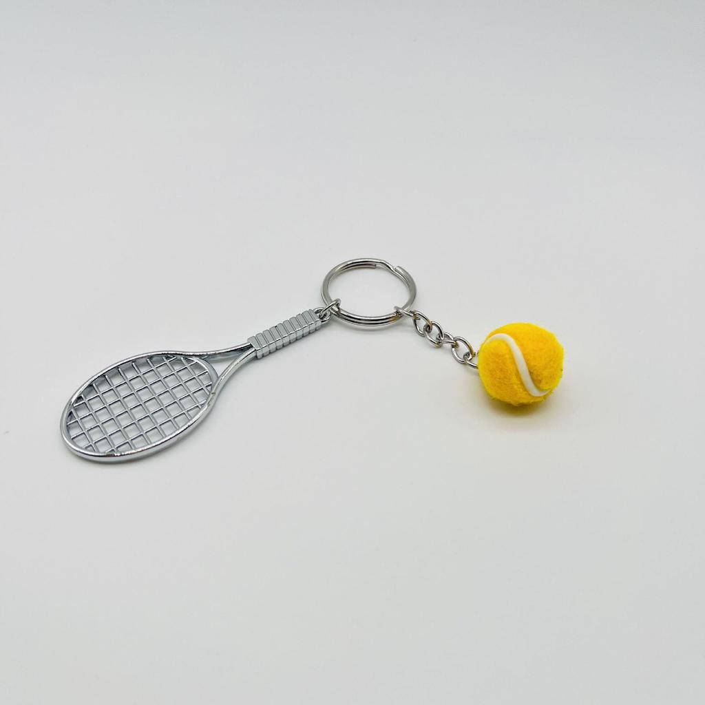 Брелок-подвеска в виде мини-теннисной ракетки - металлический спортивный подарок