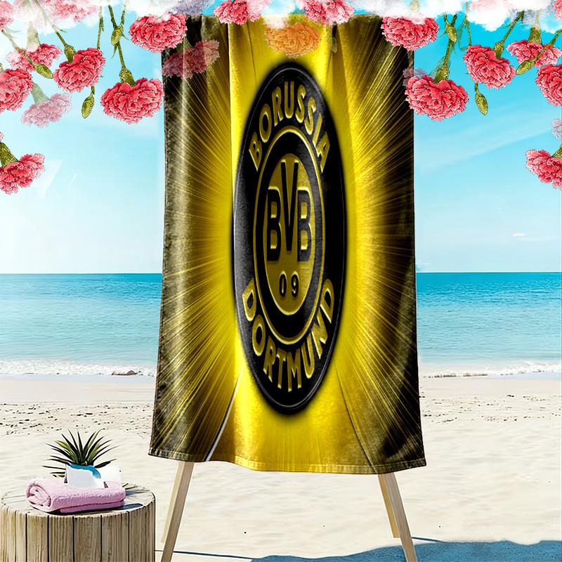 Vibrant BVB Logo Dynamic Background beach towel Outdoor camping Beach towel for vacation photos quickdrying swim towel swim seaside beach Comfort
