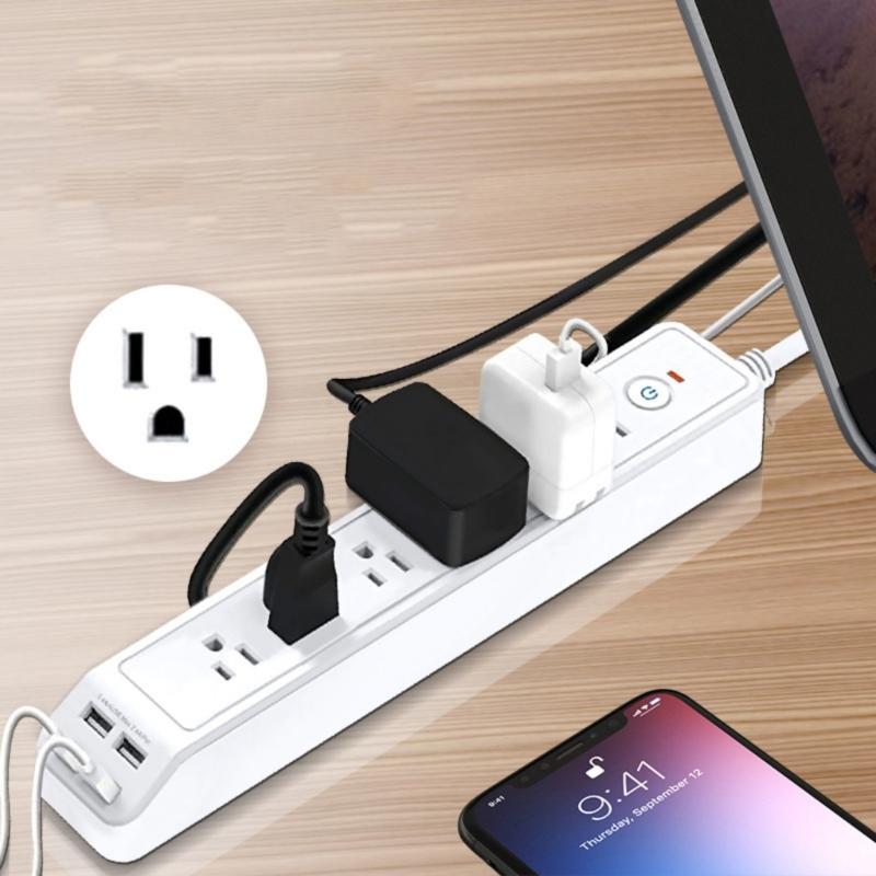 6 Way Power Socket Overloads Proof Flame Retardant 6 Outlets American Outlets and 4 USB A Plug Board for Home Office