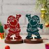Christmas Santa Claus Showpiece Decorative Tea Light Candle Holders (Set of 2 Wooden Red Green) for Home Office - Gifts for Family Friend