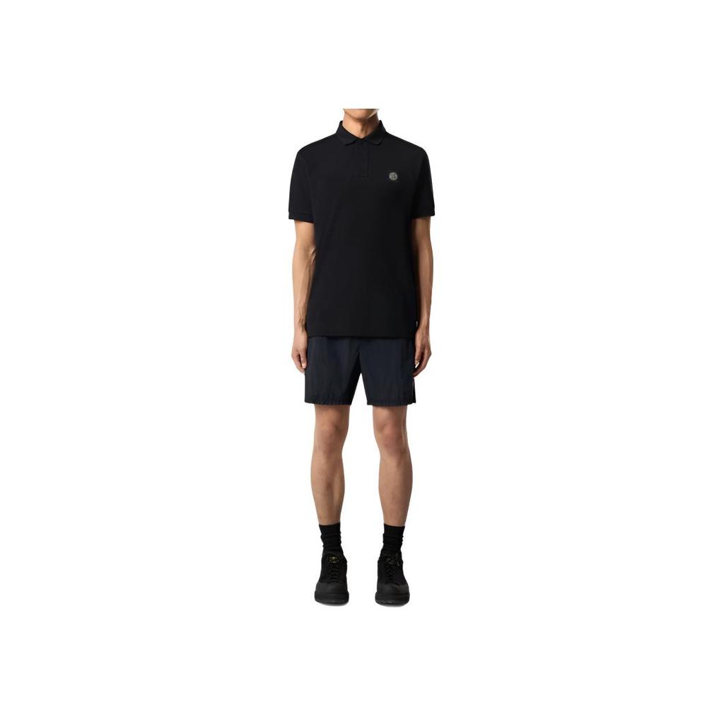 STONE ISLAND Мужская рубашка-поло с коротким рукавом и пуговицами с логотипом polo shirts Черный K2S152200005S0017-V0029