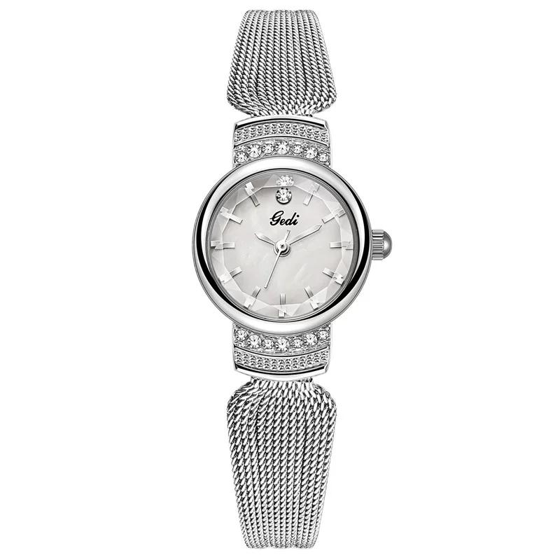 Women's Watch 2026 New Model Casual Style Compact Diamond-Cut Steel Band Light Luxury Niche High-End Student Watch
