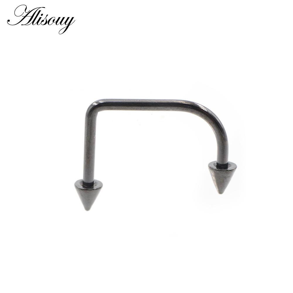 Alisouy 1PC U-образный шип конуса из нержавеющей стали подкова губа лабрет носовые кольца ухо уха серьги Daith Helix пирсинг украшения для тела