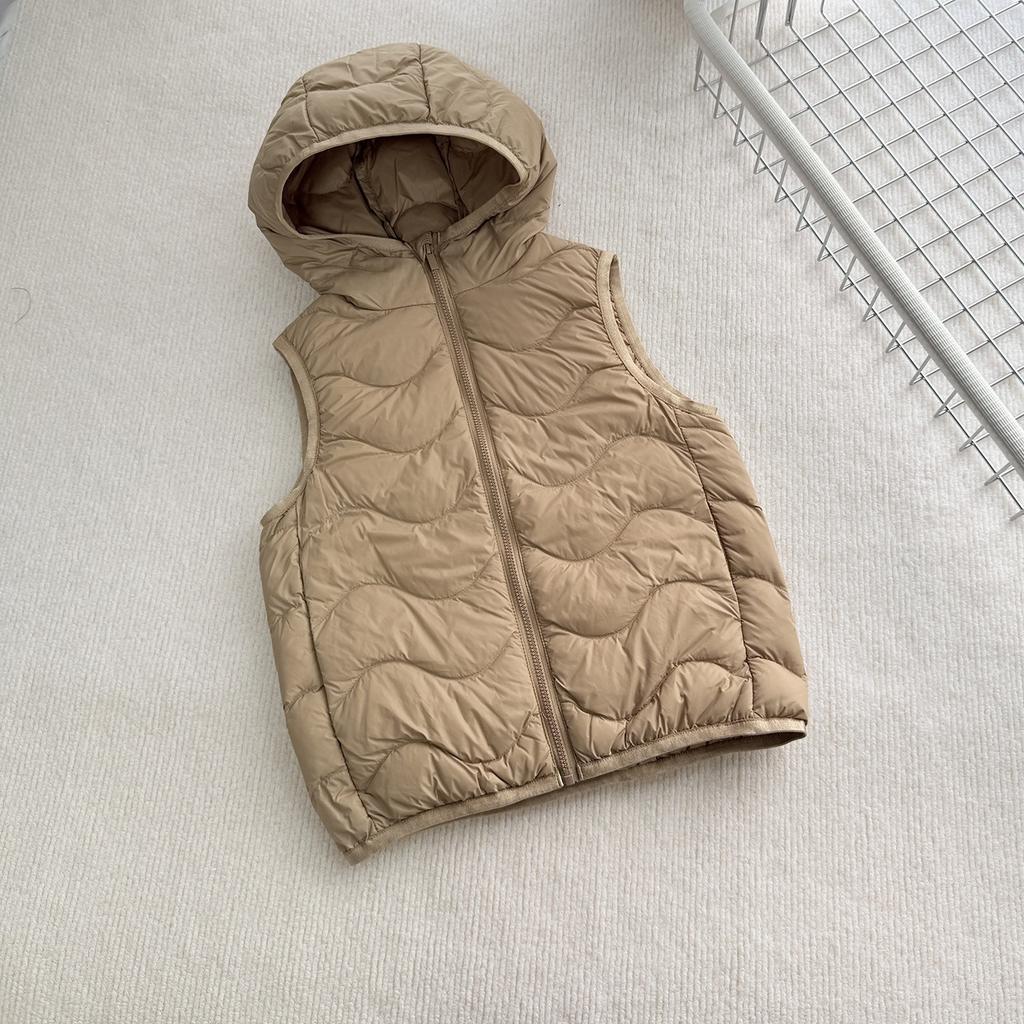 Korean hooded children's down vest super light duck down medium and older children and girls wearing hats down jacket vest