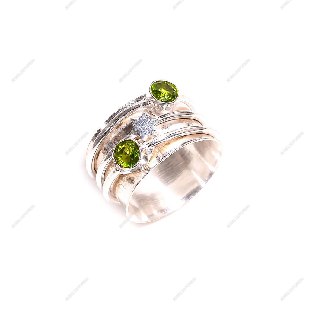 Peridot Spinner Ring Handmade Brass Ring Gemstone Ring