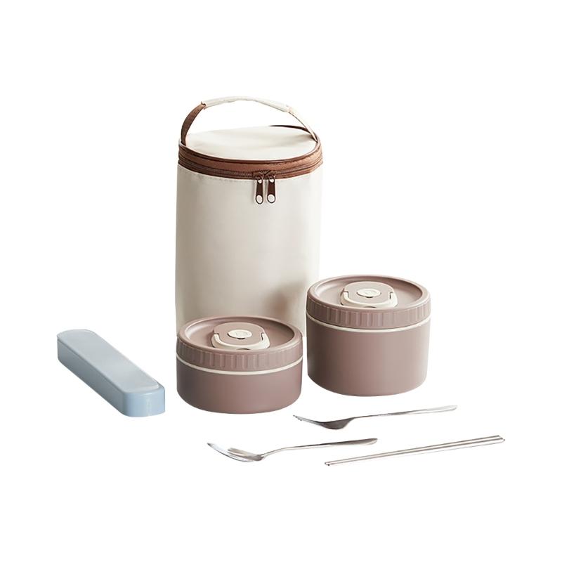 Thermal Food Storage Container 4 Compartment Bentos Box Set with Insulated Lunch Bags for Office School Use