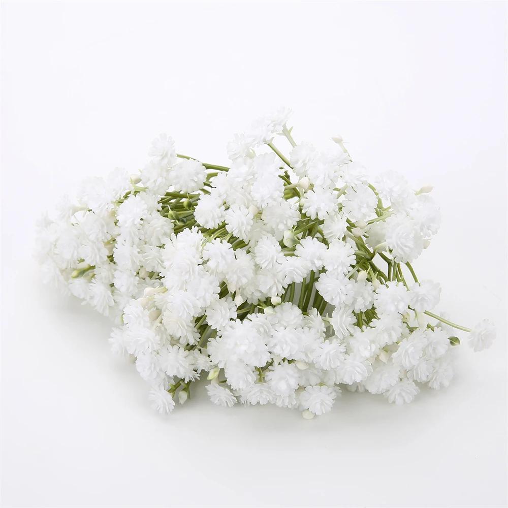 10PCS Plastic Artificial Baby's Breath Clusters Flowers Head Gypsophila Flowers DIY Wedding Bride Flower Crown Hair Accessories
