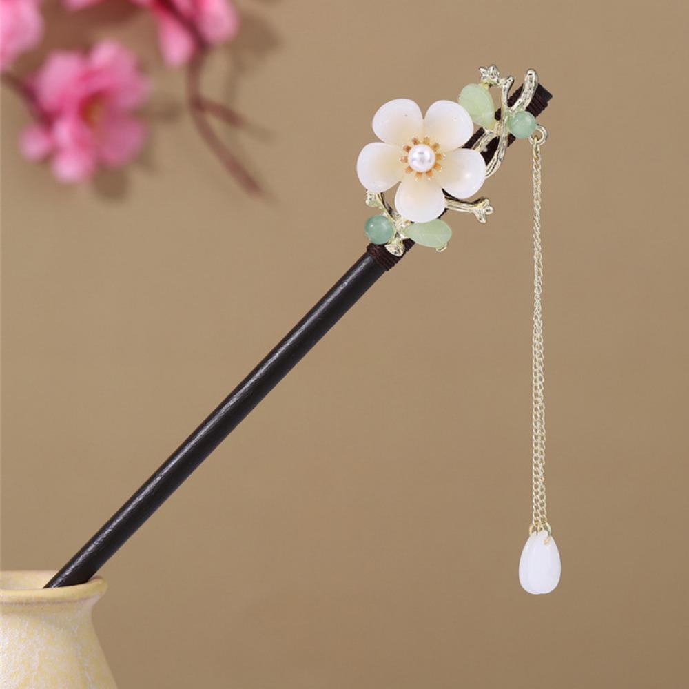 Wooden Flower Hair Forks Handmade Hairpin Chopstick Hair Ornament Hanfu Hair Bun Wedding