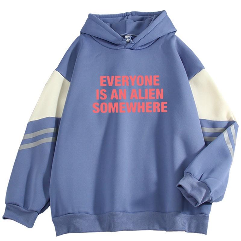 American Vintage Color Block Hoodie Loose Fit Couples Casual Streetwear Top