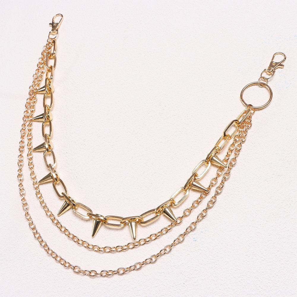 Double-layer Metal Waist Chain Studded Punk Belt Chain Personality Rivet Studded Pants Chain Steet