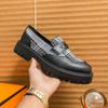 Резные мокасины мужские PU пэчворк клетчатая толстая подошва нескользящая модная деловая повседневная мужская обувь большой размер 38-46