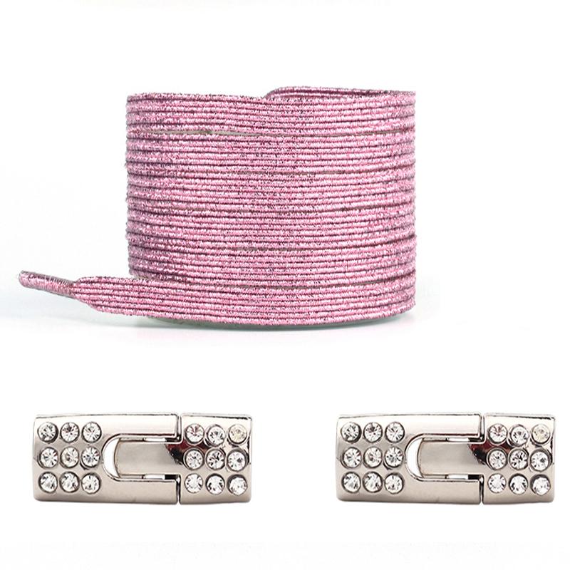 Colorful Diamond Buckle Elastic No-Tie Shoelaces Pearl Detailing Sneaker Shoelaces for Kids & Adults Easy Slip-On Shoe Laces