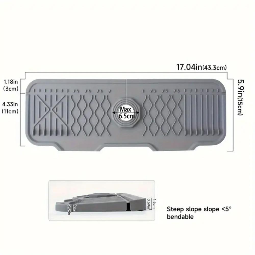 Adjustable Faucet Splash Guard Mat Silicone Drying Mat New Sink Draining Pad