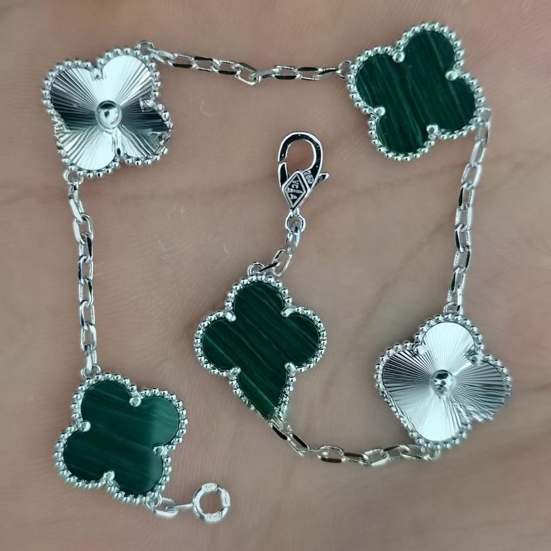 Изысканный браслет с четырехлистником для женщин Пятицветный браслет Двусторонний браслет из натурального белого перламутра и сердолика