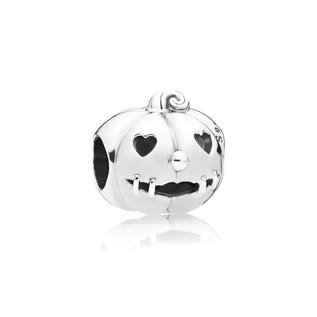 New 925 Silver Halloween Pumpkin Head Charm Pumpkin Car Bead Pendant Necklace Amulet Women Jewelry
