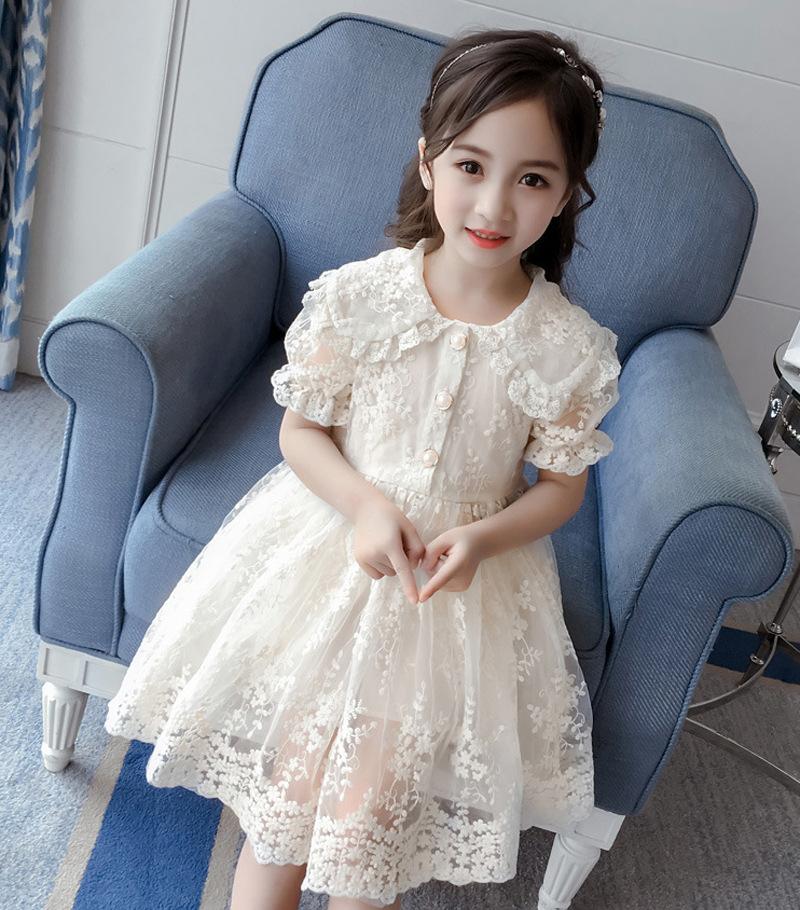 Короткая юбка для девочек, детское платье принцессы, однотонное кружевное детское платье