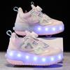 Children's Fashion Double Rowed Four Wheel Pulley Rampage Shoes Lighting Sports Shoes Board Shoes