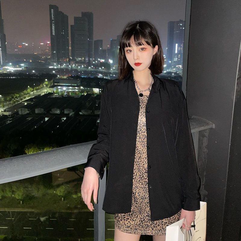 WTEMPO Брендовые студентки с длинными рукавами, свободные солнцезащитные кремы, длинная корейская версия свободной рубашки, модные повседневные женские топы с баской, темпераментные женские топы